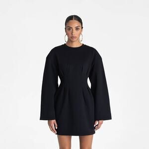 KBB by KAHLANA Women's Long Sleeve 'The Sweatshirt Dress' - Black L (3929)